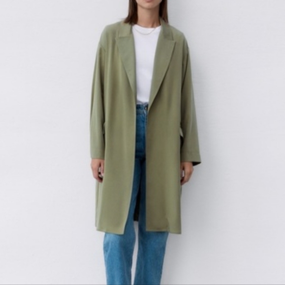 Zara Jackets & Coats Zara Medium Oversized Blazer Trench Jacket Olive Green Poshmark